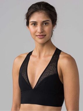 lululemon athletica Black Lace-Trim Plunge Bralette 4